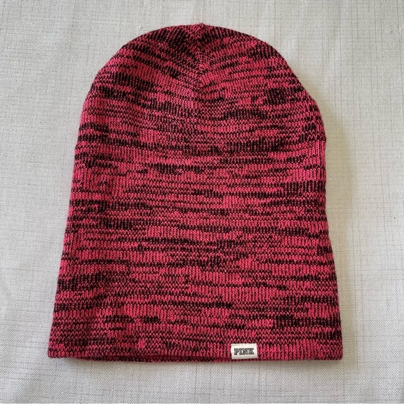 Victoria’s Secret Pink Beanie Winter Hat Spacedye Pink/Black One Size Fits All - Picture 3 of 5